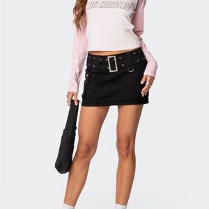 Edikted roux belted Black Mini Utility Skirt with Buckle Belt small